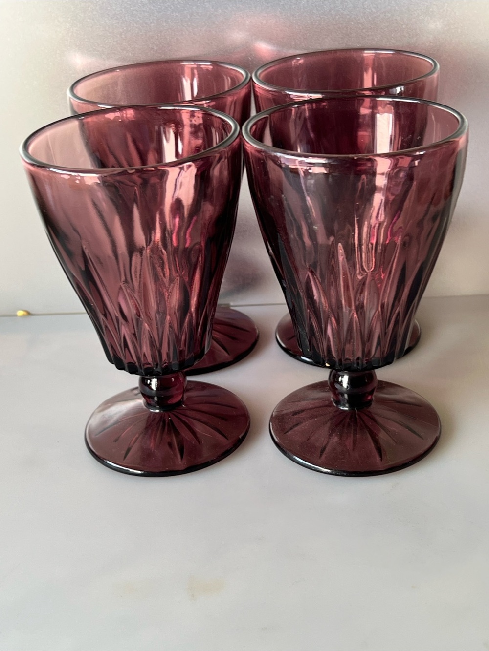 Vintage Hazel-Atlas Moroccan Amethyst footed goblets
